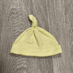 George Baby Yellow Polka Dot Top Knot Hat Beanie One Size Soft Infant