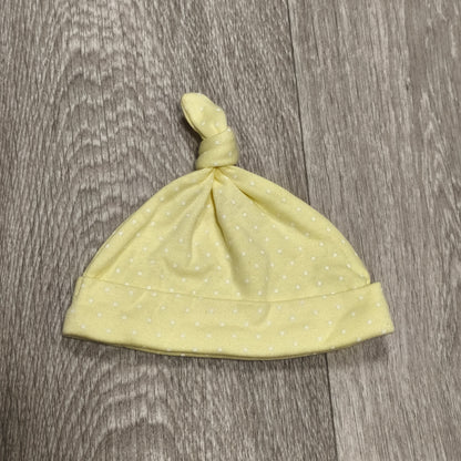George Baby Yellow Polka Dot Top Knot Hat Beanie One Size Soft Infant