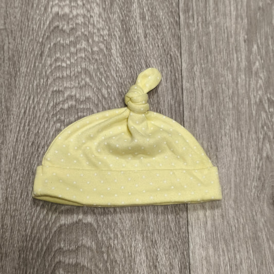 George Baby Yellow Polka Dot Top Knot Hat Beanie One Size Soft Infant