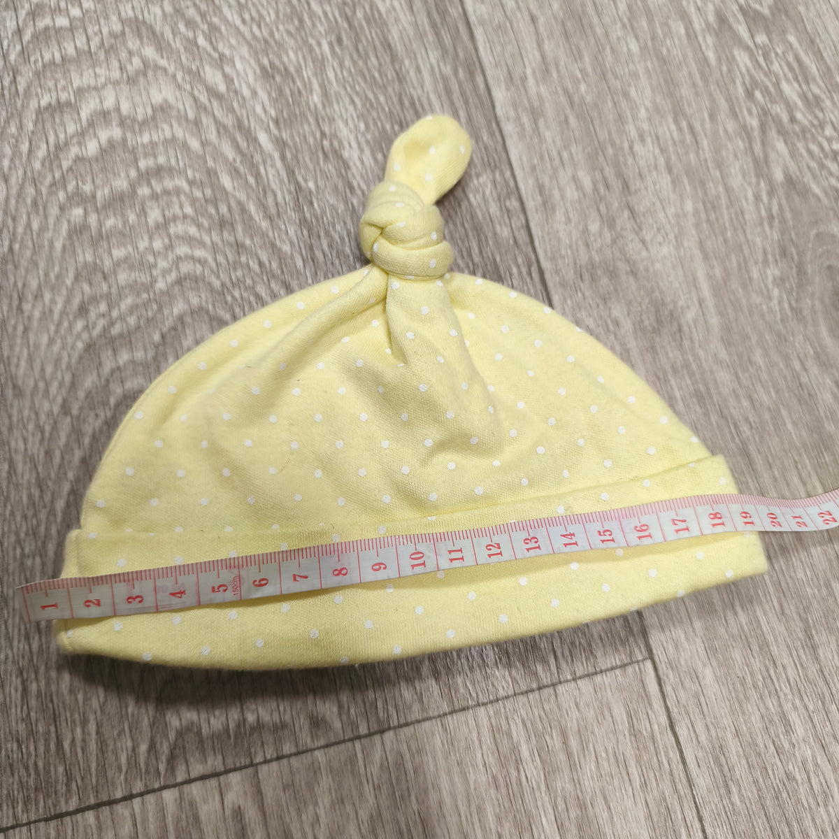 George Baby Yellow Polka Dot Top Knot Hat Beanie One Size Soft Infant