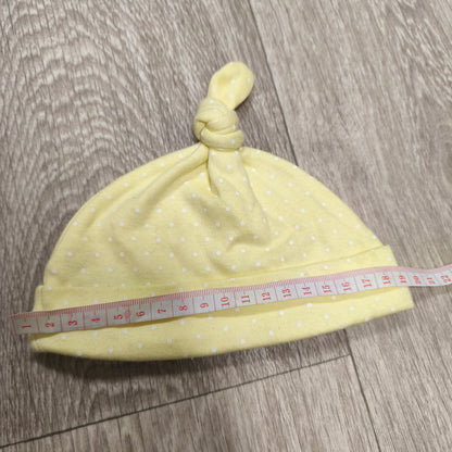 George Baby Yellow Polka Dot Top Knot Hat Beanie One Size Soft Infant