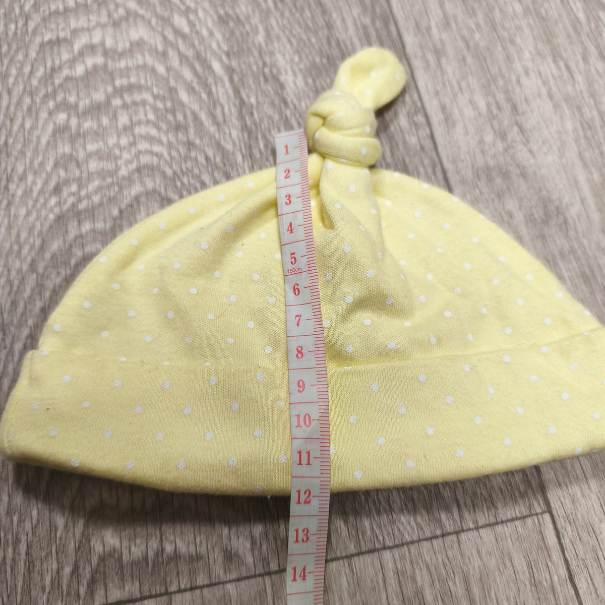 George Baby Yellow Polka Dot Top Knot Hat Beanie One Size Soft Infant