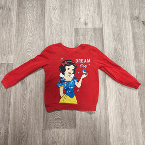 Disney Princess Snow White Girls Red Sweatshirt Jumper Sequin Dream Big 5-6 Yrs