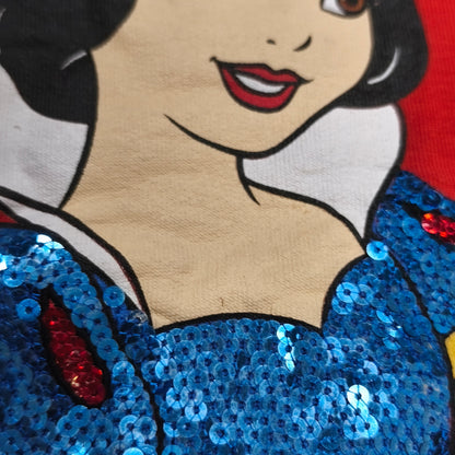 Disney Princess Snow White Girls Red Sweatshirt Jumper Sequin Dream Big 5-6 Yrs