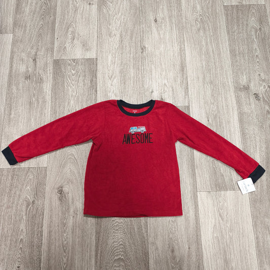 Carter's Boys Size 8 Red Fleece Pajama Top Fire Truck Awesome NWT Sleepwear
