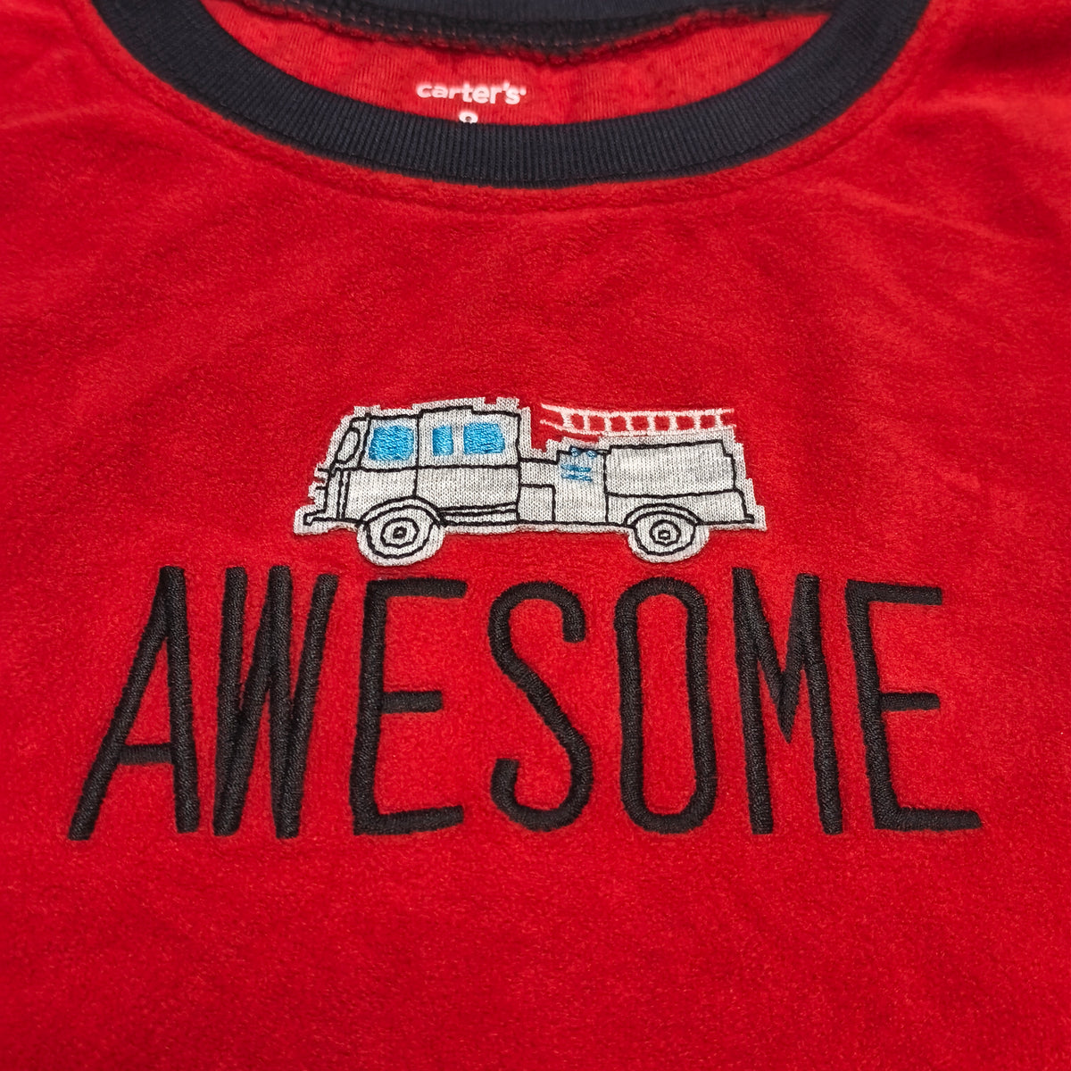 Carter's Boys Size 8 Red Fleece Pajama Top Fire Truck Awesome NWT Sleepwear