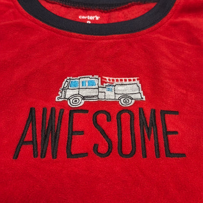 Carter's Boys Size 8 Red Fleece Pajama Top Fire Truck Awesome NWT Sleepwear