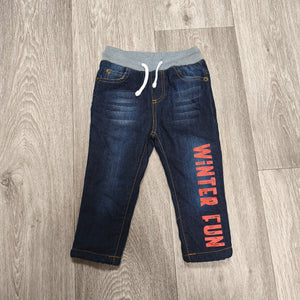 So Cute Baby Toddler Denim Jogger Jeans Elastic Waist Winter Fun Size 86