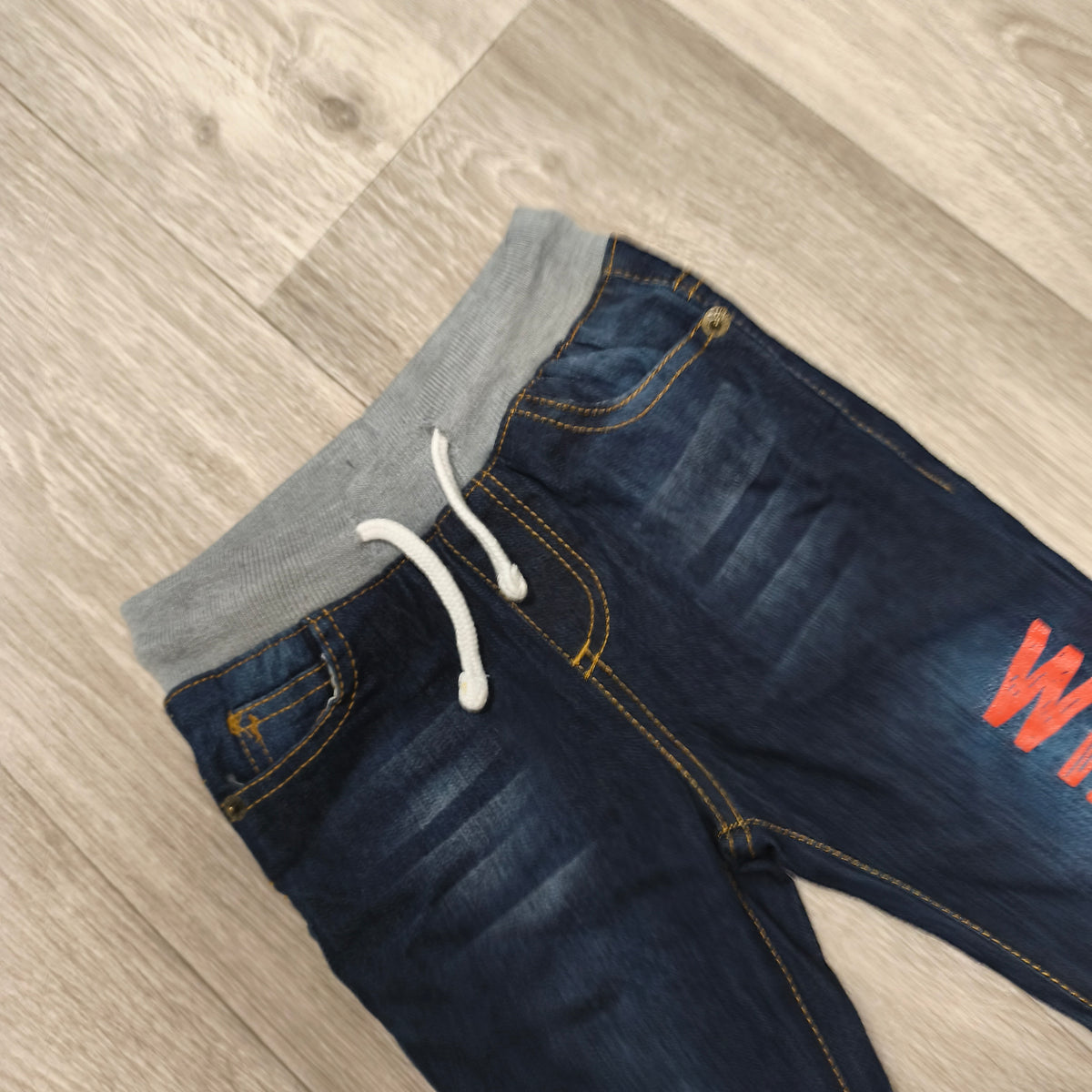 So Cute Baby Toddler Denim Jogger Jeans Elastic Waist Winter Fun Size 86