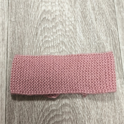 Women Pink Knit Headband Bow Rhinestone Ear Warmer Winter Headwrap Gem Stretch