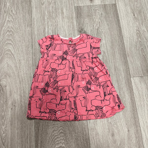 Fred & Flo Baby Girls Pink Unicorn Dress 100% Organic Cotton 3-6 Months