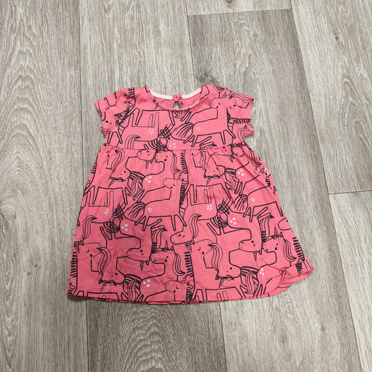 Fred & Flo Baby Girls Pink Unicorn Dress 100% Organic Cotton 3-6 Months