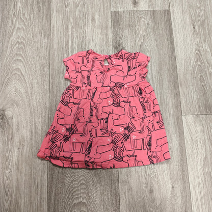 Fred & Flo Baby Girls Pink Unicorn Dress 100% Organic Cotton 3-6 Months