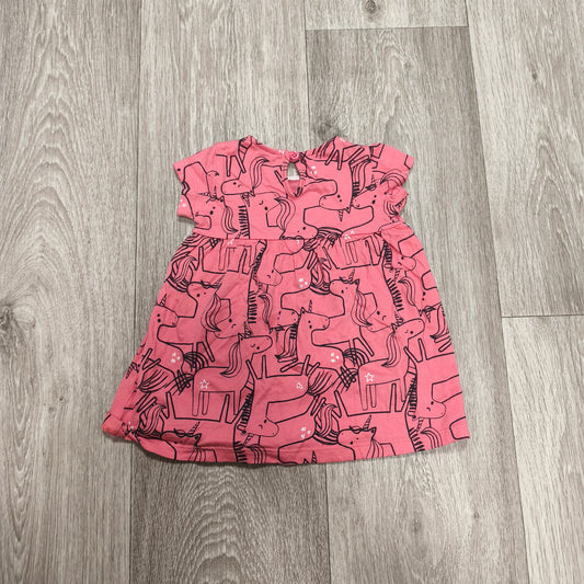 Fred & Flo Baby Girls Pink Unicorn Dress 100% Organic Cotton 3-6 Months