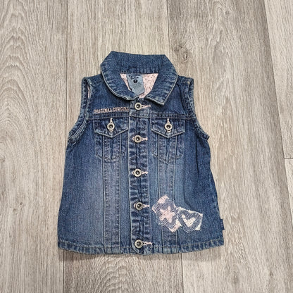 Pumpkin Patch Girls Denim Vest Size 2 Original Cowgirl Blue Jean Jacket