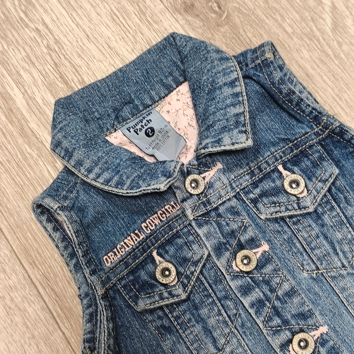 Pumpkin Patch Girls Denim Vest Size 2 Original Cowgirl Blue Jean Jacket