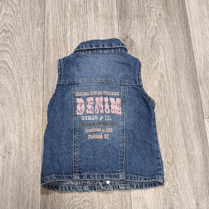 Pumpkin Patch Girls Denim Vest Size 2 Original Cowgirl Blue Jean Jacket