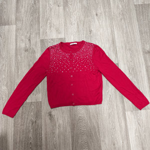 M&S Kids Girls Red Star Embellished Button Cardigan Sweater Age 13-14 Yrs 164 cm