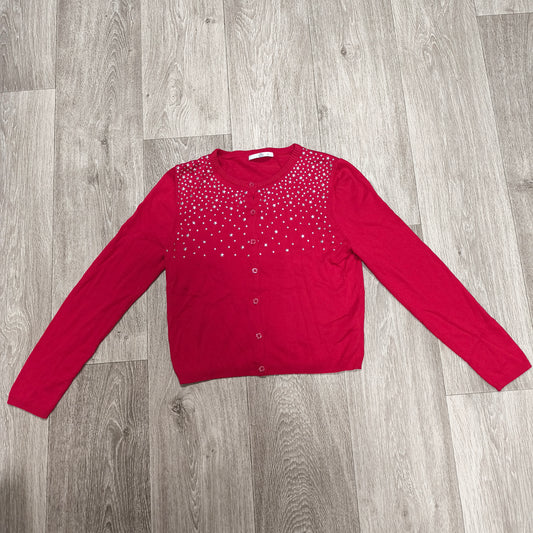 M&S Kids Girls Red Star Embellished Button Cardigan Sweater Age 13-14 Yrs 164 cm