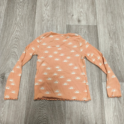 NEXT Girls Orange Sun Print Long Sleeve Ribbed Top T-Shirt Size 5-6 Yrs 116cm