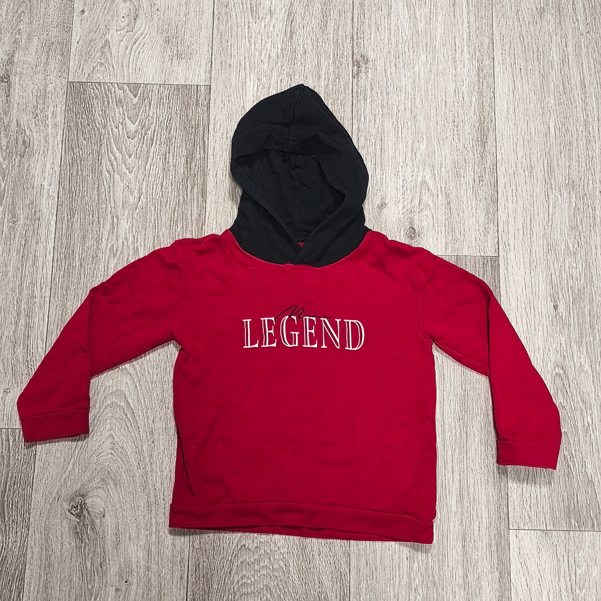 Red Black Contrast Hood LEGEND Graphic Hoodie Sweatshirt Kids Youth Pullover