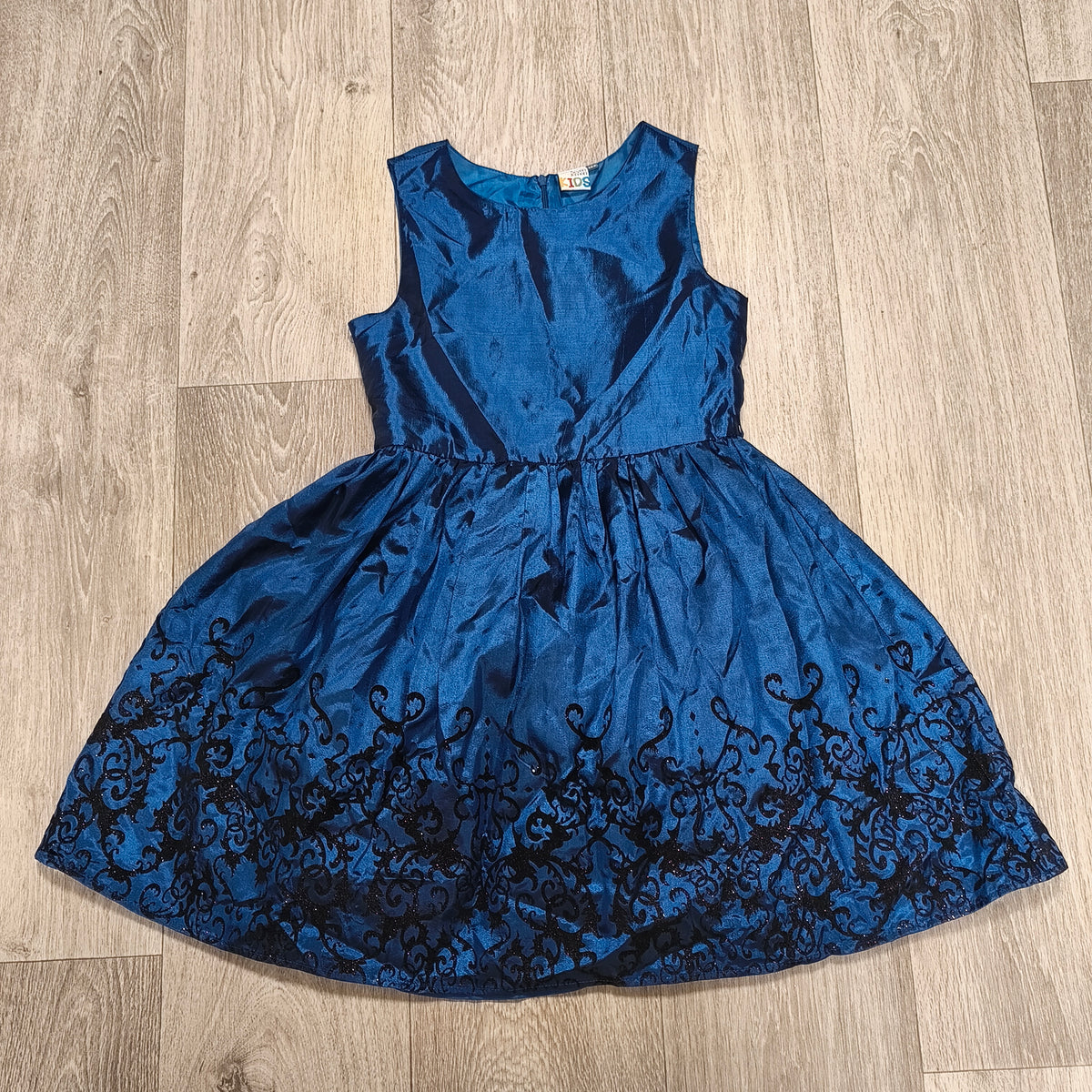 Seven Lemon KIDS Girls Blue Glitter Flock Hem Party Dress Size 146
