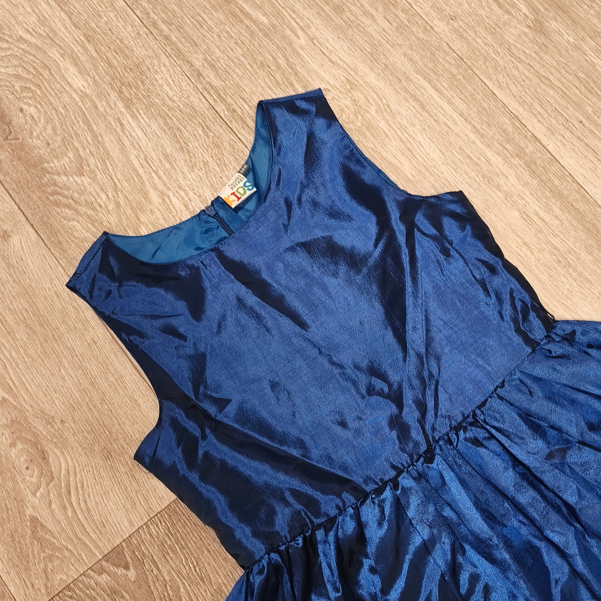 Seven Lemon KIDS Girls Blue Glitter Flock Hem Party Dress Size 146