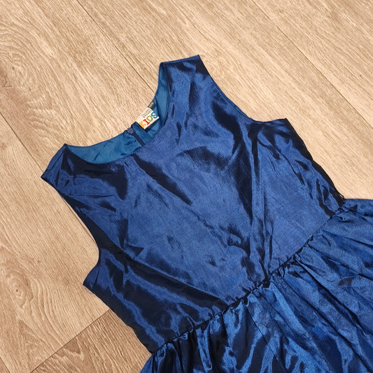 Seven Lemon KIDS Girls Blue Glitter Flock Hem Party Dress Size 146