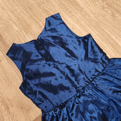Seven Lemon KIDS Girls Blue Glitter Flock Hem Party Dress Size 146