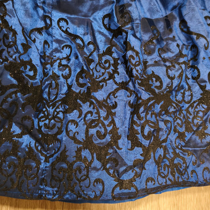 Seven Lemon KIDS Girls Blue Glitter Flock Hem Party Dress Size 146