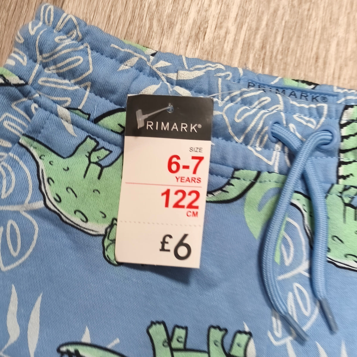 Primark Boys Dinosaur Sweat Shorts Blue Elastic Waist NWT Age 6-7 Years 122cm