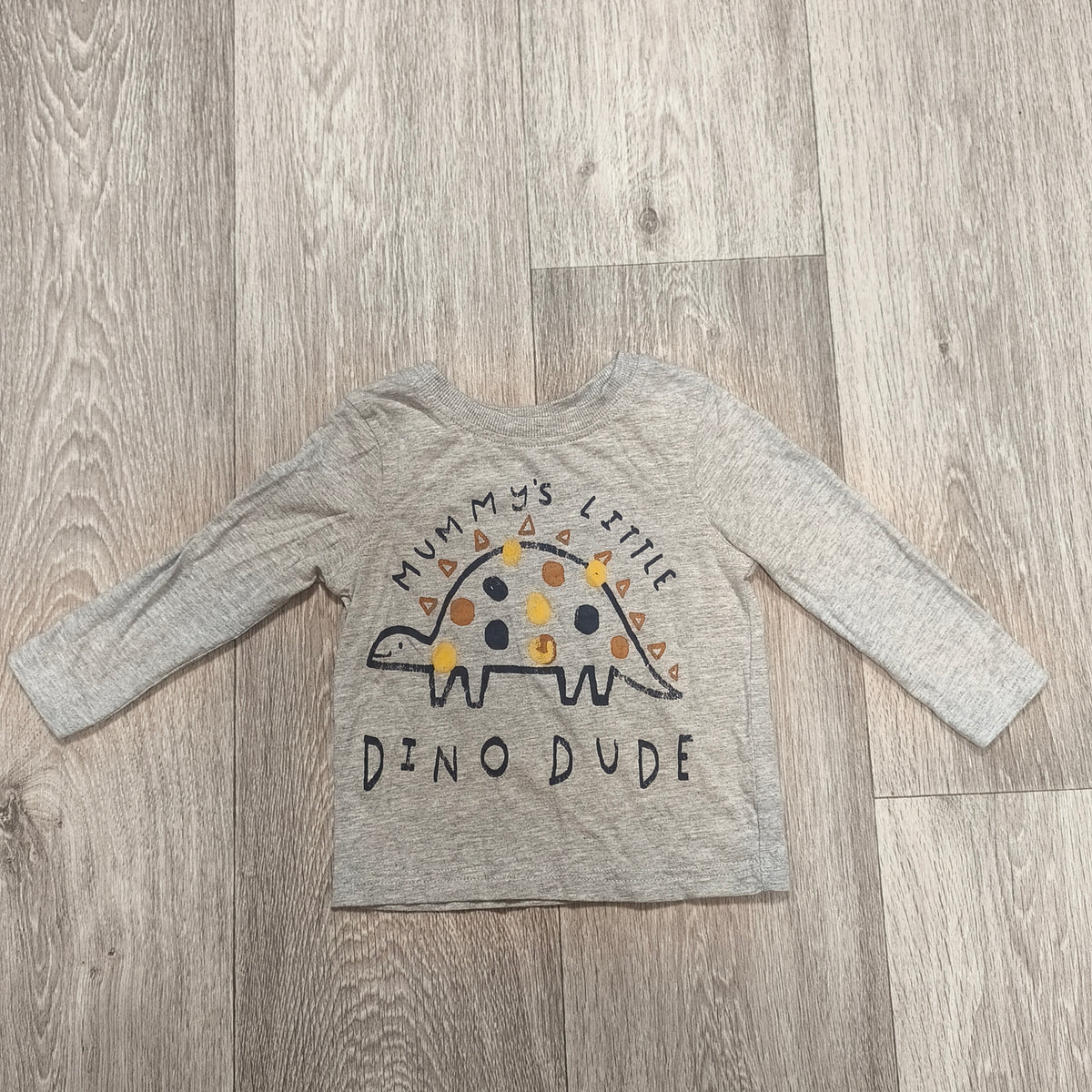 George Baby Boys Grey Long Sleeve Dinosaur T-Shirt Size 1-1.5 Years 80-86 cm