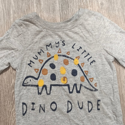 George Baby Boys Grey Long Sleeve Dinosaur T-Shirt Size 1-1.5 Years 80-86 cm