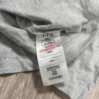 George Baby Boys Grey Long Sleeve Dinosaur T-Shirt Size 1-1.5 Years 80-86 cm