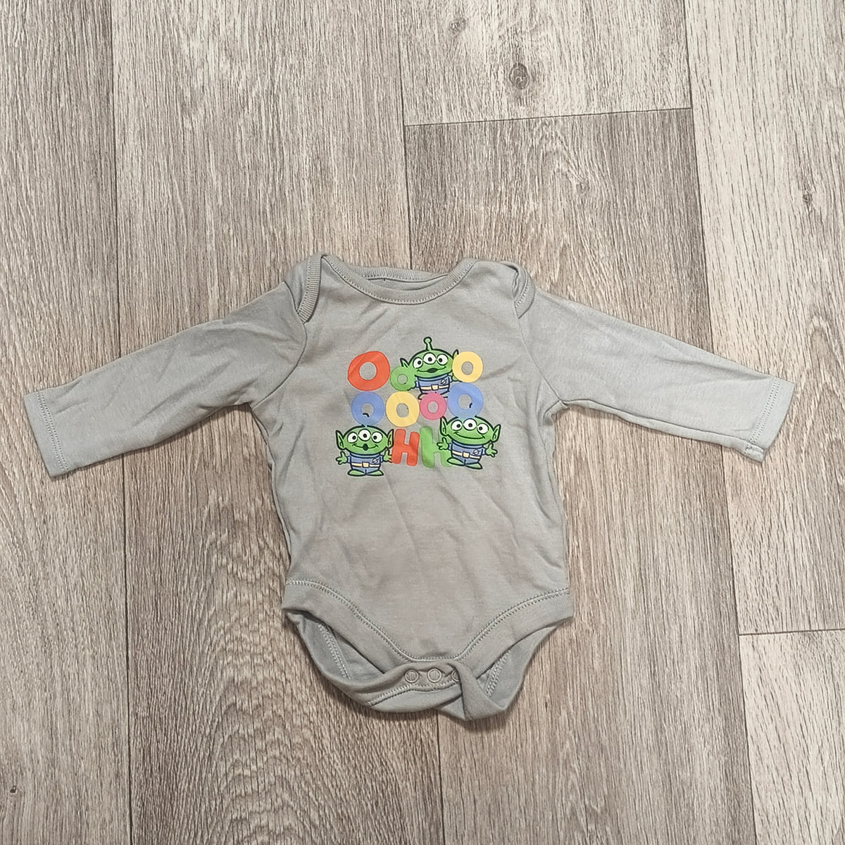 Disney Baby Toy Story Aliens Long Sleeve Bodysuit Grey Up To 1 Month