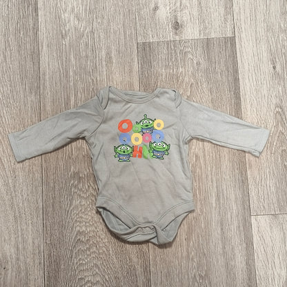 Disney Baby Toy Story Aliens Long Sleeve Bodysuit Grey Up To 1 Month