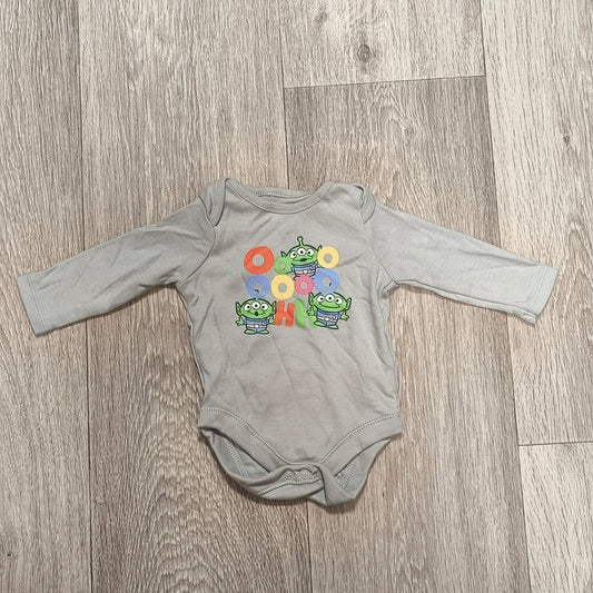 Disney Baby Toy Story Aliens Long Sleeve Bodysuit Grey Up To 1 Month