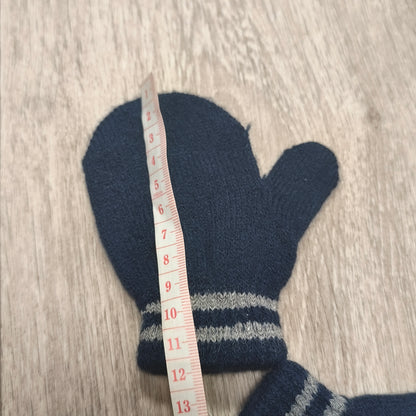 Pep&Co Toddler Kids Navy Blue Striped Knit Mittens Gloves One Size Winter Warm