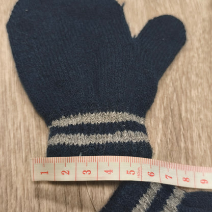 Pep&Co Toddler Kids Navy Blue Striped Knit Mittens Gloves One Size Winter Warm