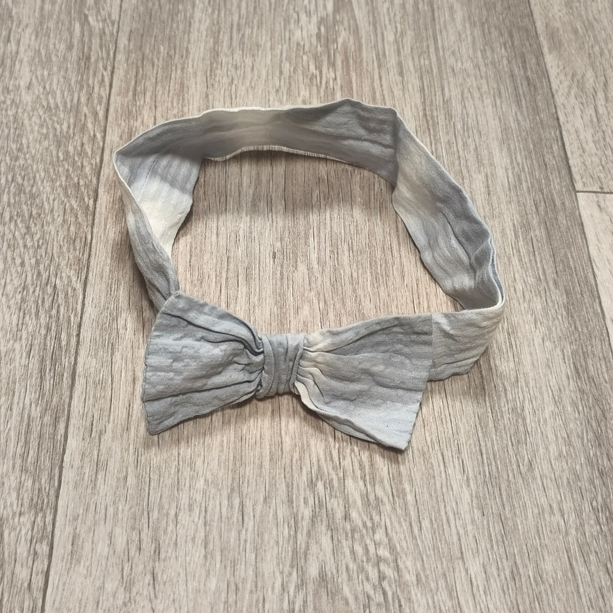 Blue & White Tie-Dye Elastic Bow Headband Hair Band Accessory