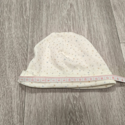 George Baby Unisex White Polka Dot Beanie Hat One Size Fold Over Cuff Soft Knit