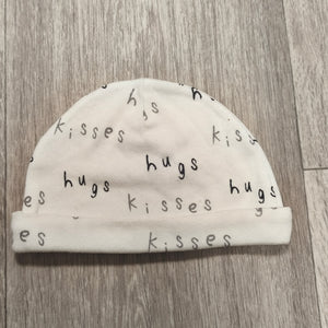 George Baby Beanie Hat One Size White Hugs & Kisses Print Soft Cotton Cap