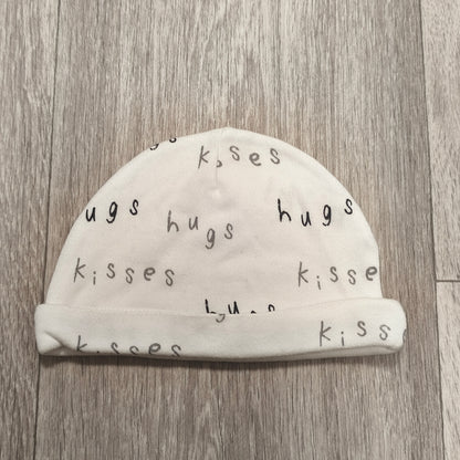 George Baby Beanie Hat One Size White Hugs & Kisses Print Soft Cotton Cap