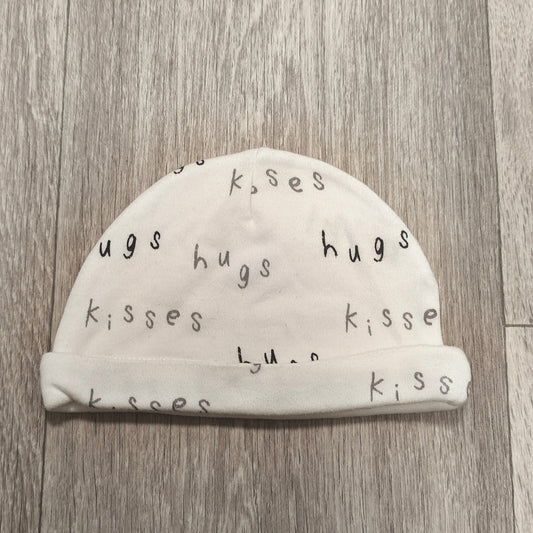 George Baby Beanie Hat One Size White Hugs & Kisses Print Soft Cotton Cap