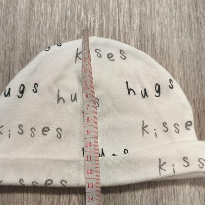 George Baby Beanie Hat One Size White Hugs & Kisses Print Soft Cotton Cap