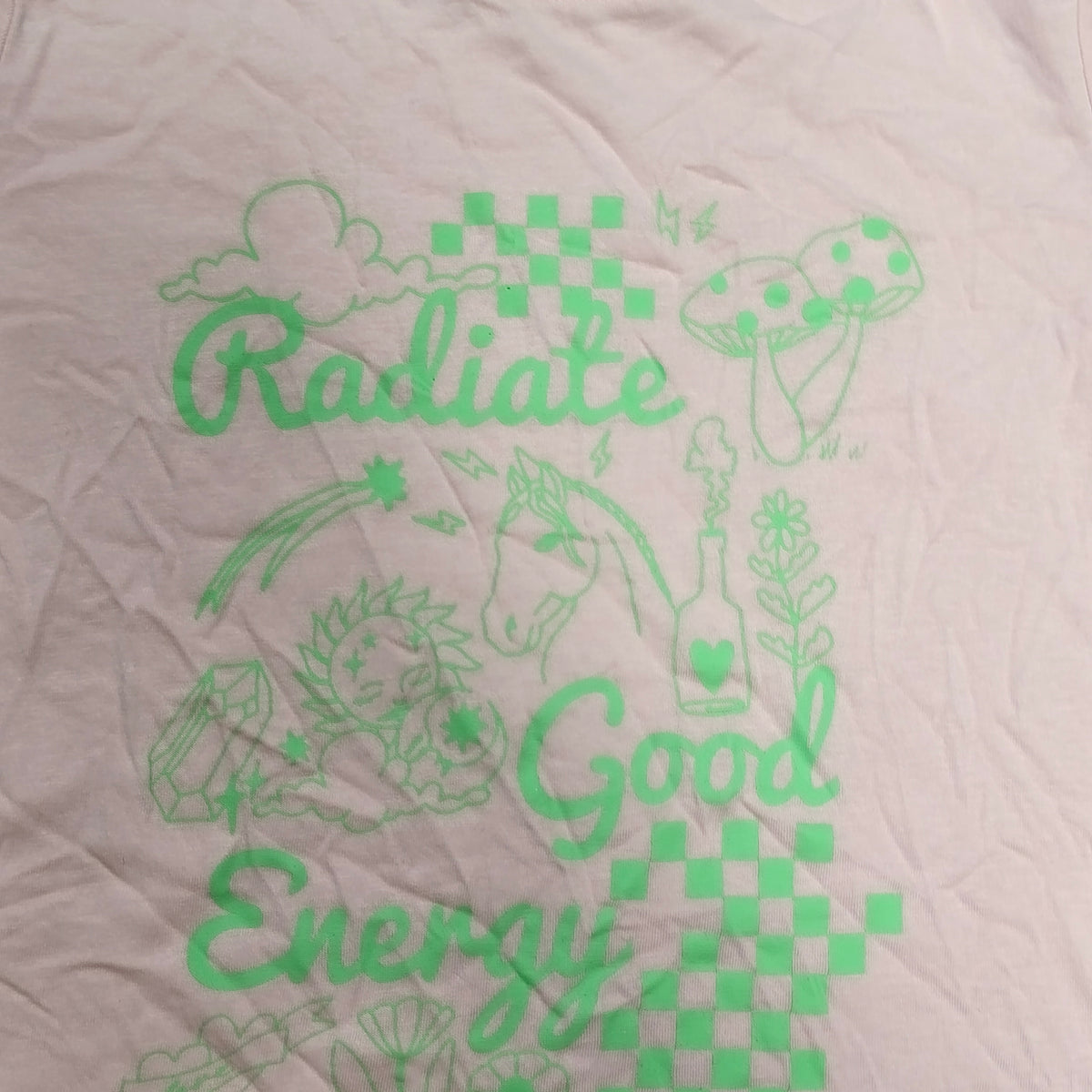 Primark Cares Girls Pink T-Shirt Radiate Good Energy Graphic Tee 9-10 Yrs 140cm