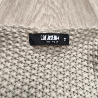COLLOSEUM Women Beige Faux Fur Vest Chunky Knit Gilet Body Warmer Size S