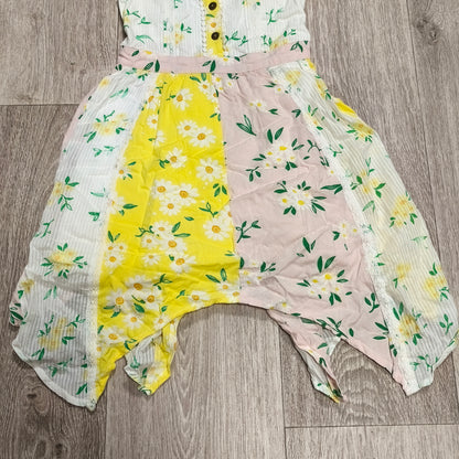 Mantaray Girls Yellow Floral Daisy Patchwork Handkerchief Hem Dress Age 6 116cm
