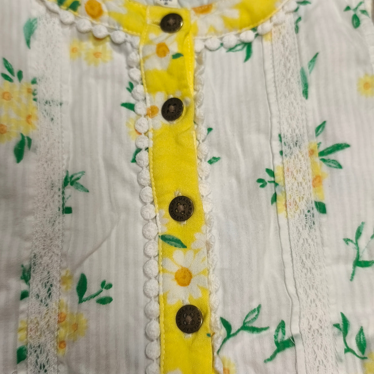 Mantaray Girls Yellow Floral Daisy Patchwork Handkerchief Hem Dress Age 6 116cm
