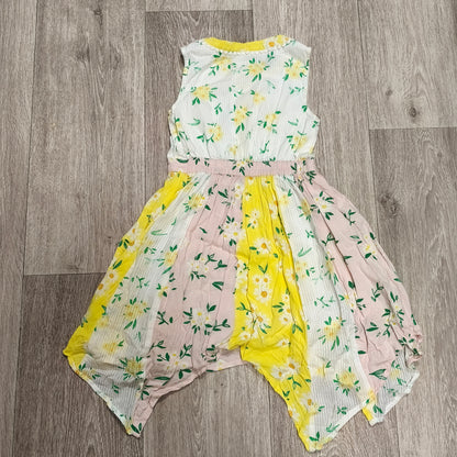 Mantaray Girls Yellow Floral Daisy Patchwork Handkerchief Hem Dress Age 6 116cm